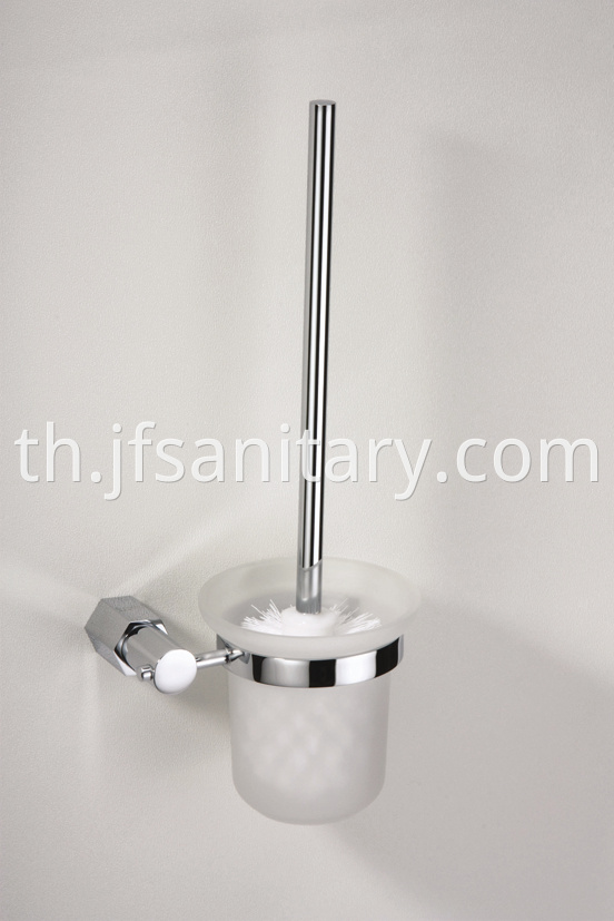 Bathroom Toilet Brush And Holder Frosted Glass